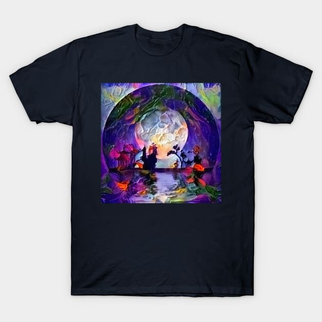 Asian silhouettes on waterfront T-Shirt by rolffimages